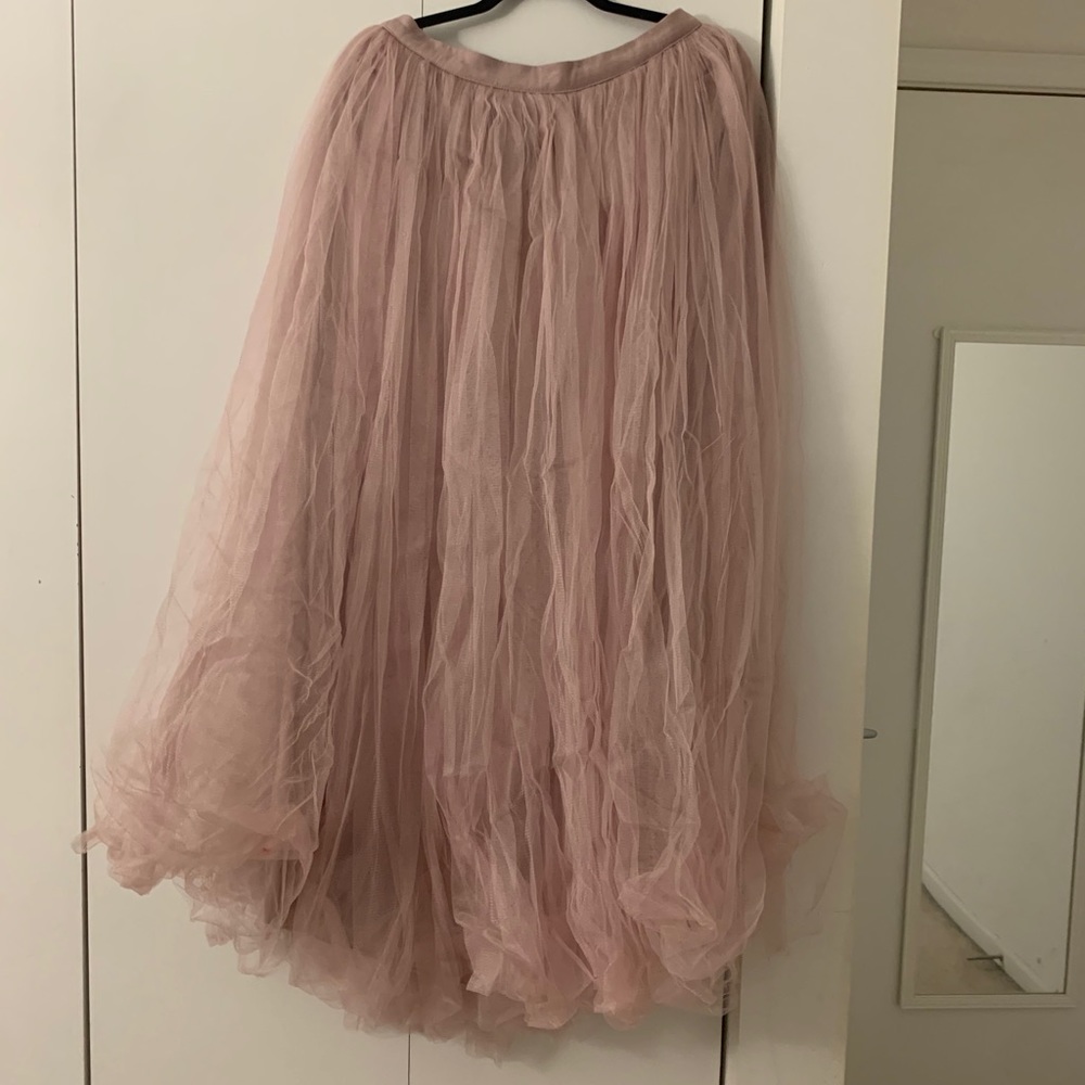 Asos Lace & Beads Plus tulle maxi skirt in mink